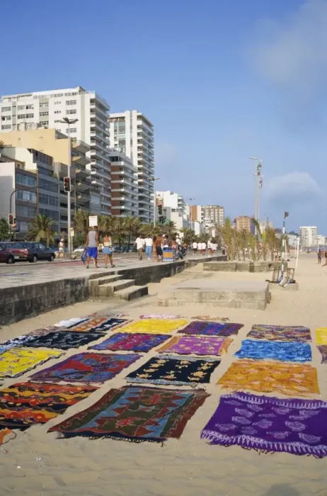 Framed Print : Bright fabrics on Ipanema Beach in Rio de Janeiro, Brazil, South America Framed Print : Bright fabrics on Ipanema Beach in Rio de Janeiro, Brazil, South America