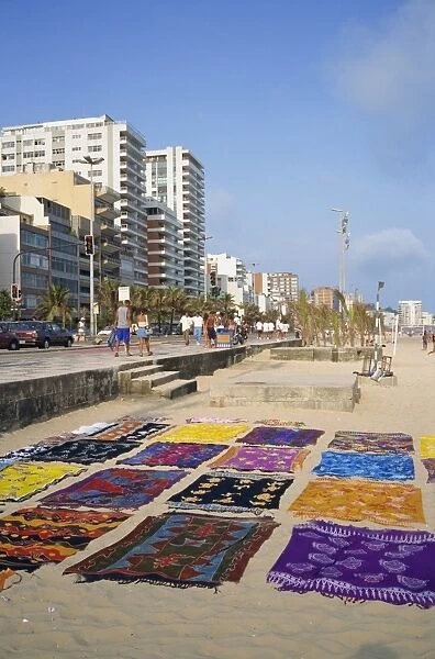 Bright fabrics on Ipanema Beach in Rio de Janeiro, Brazil, South America