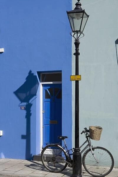 Brightly painted house and bicycle, the North Laine area, Brighton, Sussex