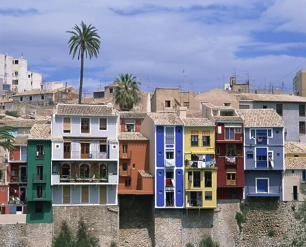 Brightly painted houses at Villajoyosa in Valencia