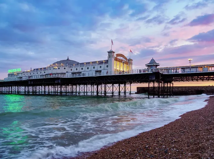 Framed Print : Brighton Palace Pier at dusk, City of Brighton and Hove, East Sussex, England, United Kingdom, Europe Framed Print : Brighton Palace Pier at dusk, City of Brighton and Hove, East Sussex, England, United Kingdom, Europe