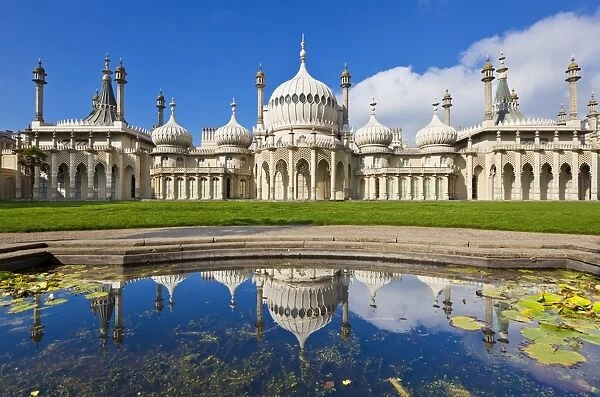 Brighton Royal Pavilion with reflection, Brighton, East Sussex, England, United Kingdom, Europe