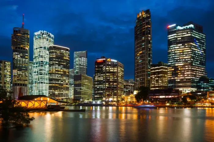 Framed Print : Brisbane city skyline after dark, Brisbane, Queensland, Australia, Pacific Framed Print : Brisbane city skyline after dark, Brisbane, Queensland, Australia, Pacific