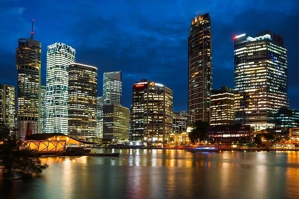Brisbane city skyline after dark, Brisbane, Queensland, Australia, Pacific