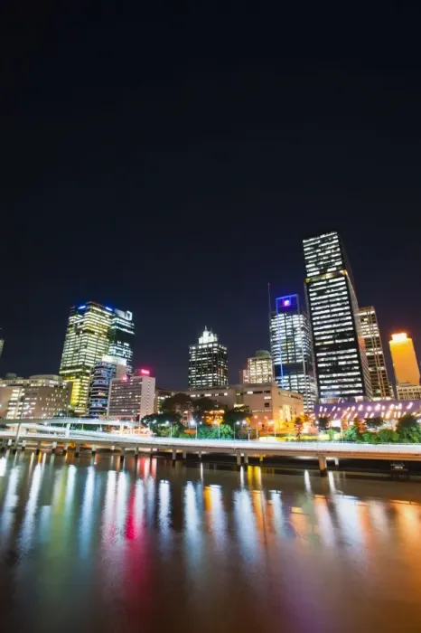 Framed Print : Brisbane skyline at night reflected in Brisbane River, Brisbane, Queensland, Australia, Pacific Framed Print : Brisbane skyline at night reflected in Brisbane River, Brisbane, Queensland, Australia, Pacific