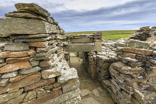 Broch of Gurness interior, Iron Age complex, prehistoric settlement, Eynhallow Sound