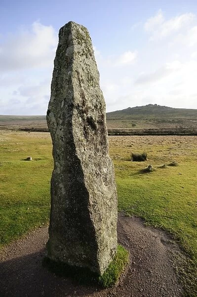 Bronze Age standing stone, Merrivale, Dartmoor National Park, Devon, England, United Kingdom, Europe