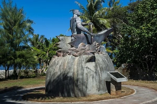 Bronze statue of a Chamorro chief, Guam, US Territory, Central Pacific, Pacific