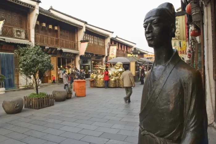 Framed Print : A bronze statue in Qinghefang Old Street in Wushan district of Hangzhou Framed Print : A bronze statue in Qinghefang Old Street in Wushan district of Hangzhou