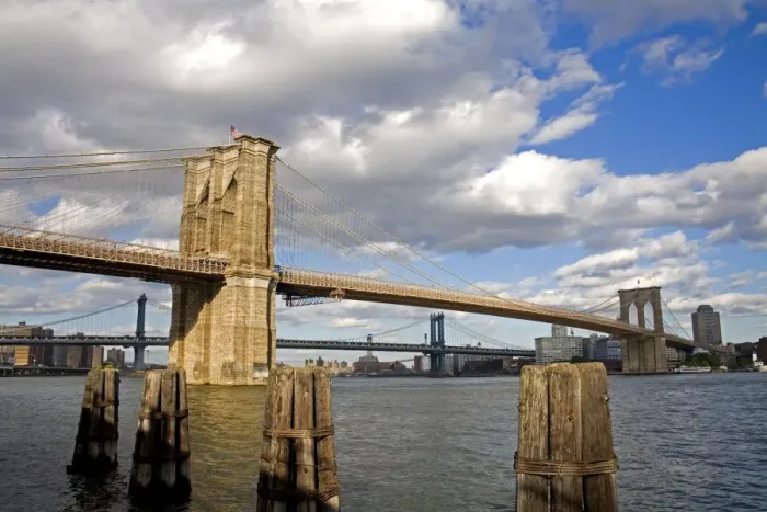 Framed Print : Brooklyn Bridge and Brooklyn Heights skyline viewed Framed Print : Brooklyn Bridge and Brooklyn Heights skyline viewed