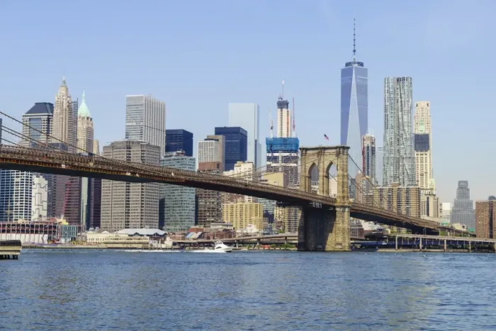 Framed Print : Brooklyn Bridge and Manhattan skyline, New York City, United States of America, North Framed Print : Brooklyn Bridge and Manhattan skyline, New York City, United States of America, North