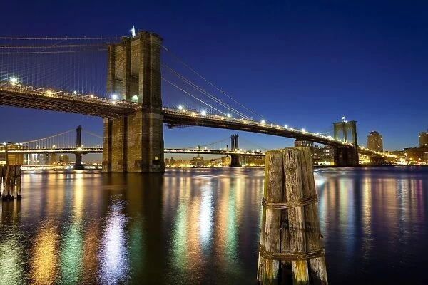 The Brooklyn and Manhattan Bridges spanning the East River, New York City