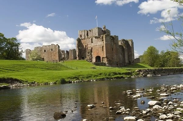 Brougham Castle across the River Eamont, Penrith, Cumbria, England, United Kingdom