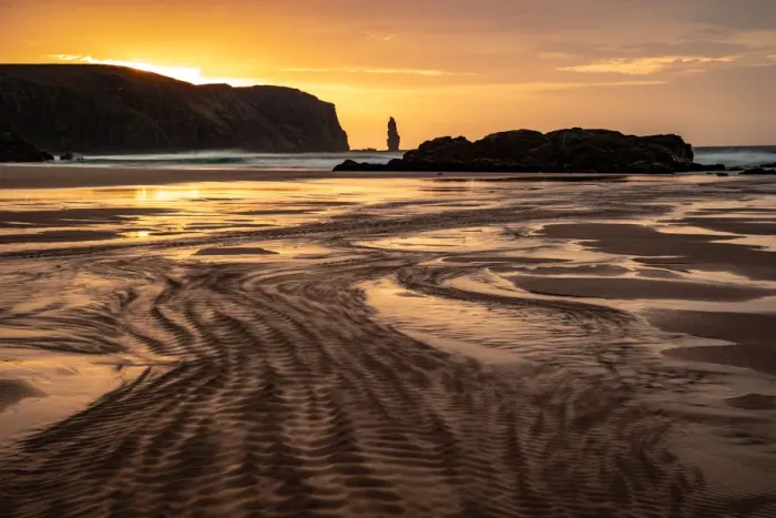 Framed Print : Am Buachaille sea stack at sunset, Sandwood Bay, Sutherland, Scotland, United Kingdom Framed Print : Am Buachaille sea stack at sunset, Sandwood Bay, Sutherland, Scotland, United Kingdom