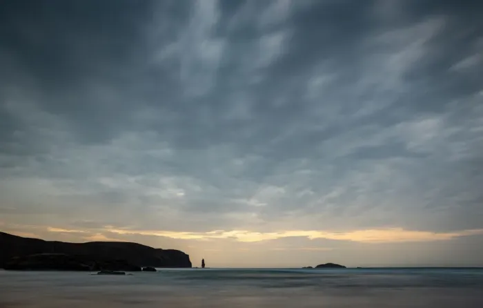 Framed Print : Am Buachaille sea stack at sunset, Sandwood Bay, Sutherland, Scotland, United Kingdom Framed Print : Am Buachaille sea stack at sunset, Sandwood Bay, Sutherland, Scotland, United Kingdom