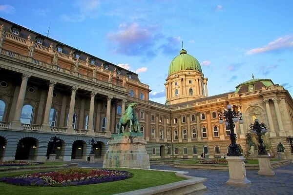 Buda Castle with statue of Horseherd, UNESCO World Heritage Site, Budapest, Hungary, Europe