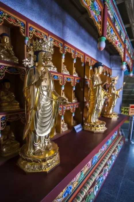 Framed Print : Buddha collection under the Golden Maitreya Statue, Beopjusa Temple Complex, South Korea, Asia Framed Print : Buddha collection under the Golden Maitreya Statue, Beopjusa Temple Complex, South Korea, Asia