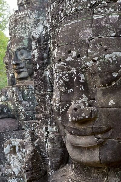 Buddha faces at Bayon, Angkor temples, Siem Reap, Cambodia, Southeast Asia