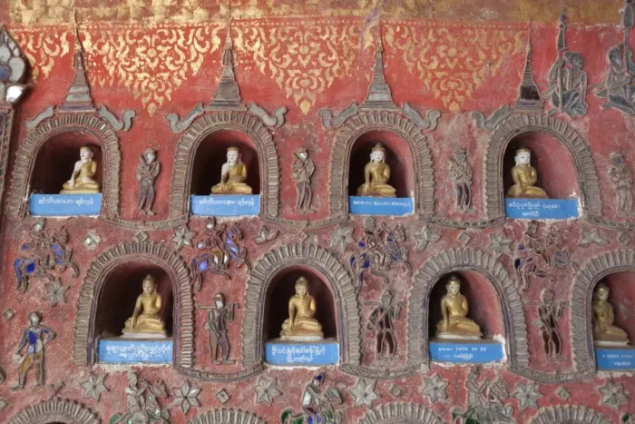 Framed Print : Buddha offerings in wall niche, Shwe Yan Pyay monastery, Nyaungshwe, Inle Lake, Shan State, Myanmar (Burma), Asia Framed Print : Buddha offerings in wall niche, Shwe Yan Pyay monastery, Nyaungshwe, Inle Lake, Shan State, Myanmar (Burma), Asia