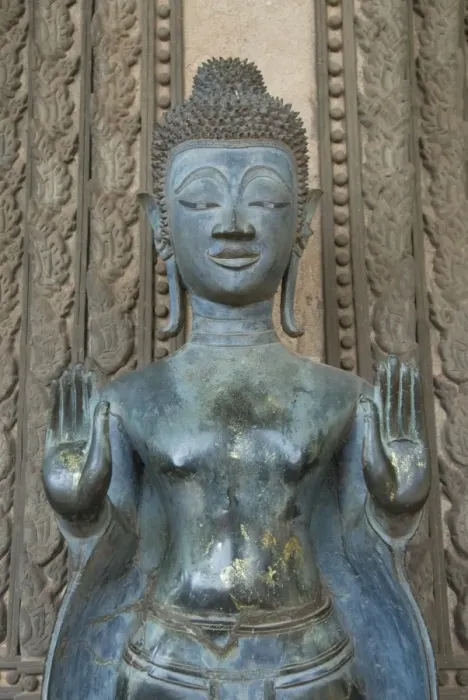 Framed Print : Buddha statue, Haw Phra Kaew (Ho Phra Keo), Vientiane, Laos, Indochina, Southeast Asia, Asia