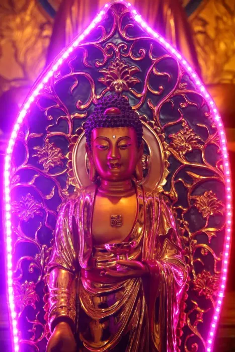 Framed Print : Buddha statue with neon light, Chua Thien Hung Buddhist Pagoda, Ho Chi Minh City, Vietnam Framed Print : Buddha statue with neon light, Chua Thien Hung Buddhist Pagoda, Ho Chi Minh City, Vietnam
