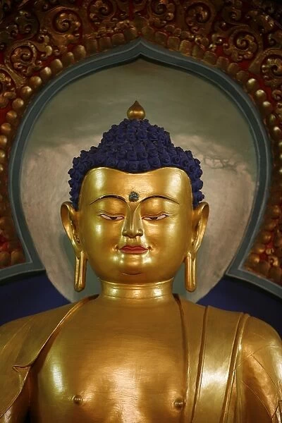 Buddha statue at Vajradhara-Ling temple, Aubry-le-Panthou, Orne, France, Europe