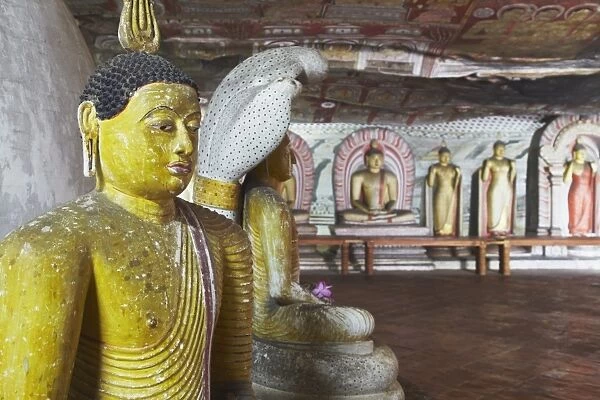 Buddha statues in Cave 2 of the Cave Temples, UNESCO World Heritage Site, Dambulla, North Central Province, Sri Lanka, Asia