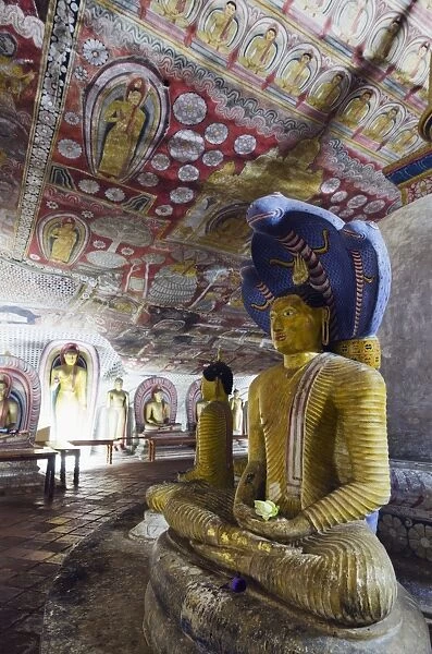 Buddha statues in Cave 2, Cave Temples, UNESCO World Heritage Site, Dambulla, North Central Province, Sri Lanka, Asia