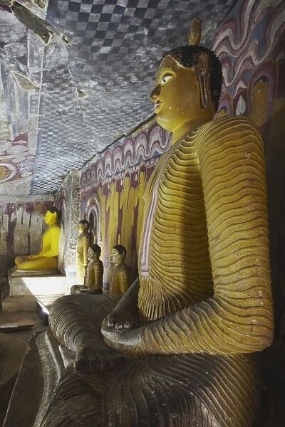 Buddha statues in Cave 4 of Cave Temples, UNESCO World Heritage Site, Dambulla, North Central Province, Sri Lanka, Asia