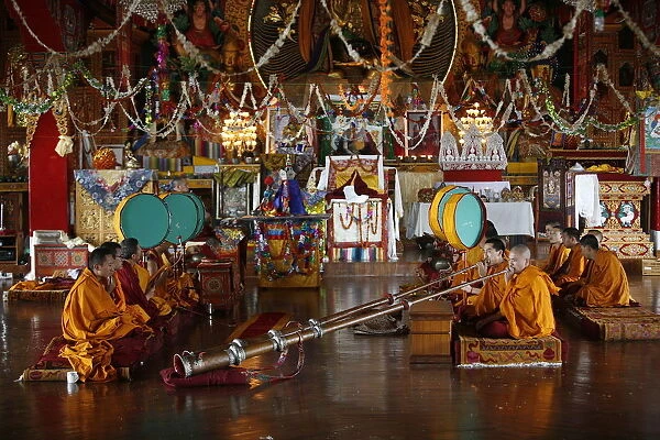 Buddhist ceremony, Kopan Monastery, Kathmandu, Nepal, Asia