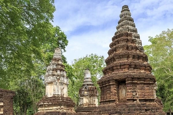 Buddhist chedis (stupas) and temple in Si Satchanalai Historical Park, Sukhothai
