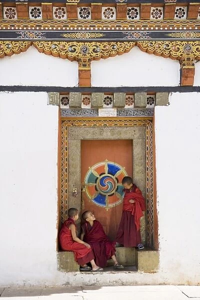 Buddhist monks, Paro Dzong, Paro, Bhutan, Asia