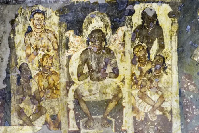 Framed Print : Buddhist painting in the Ajanta Caves, UNESCO World Heritage Site, Maharashtra, India Framed Print : Buddhist painting in the Ajanta Caves, UNESCO World Heritage Site, Maharashtra, India