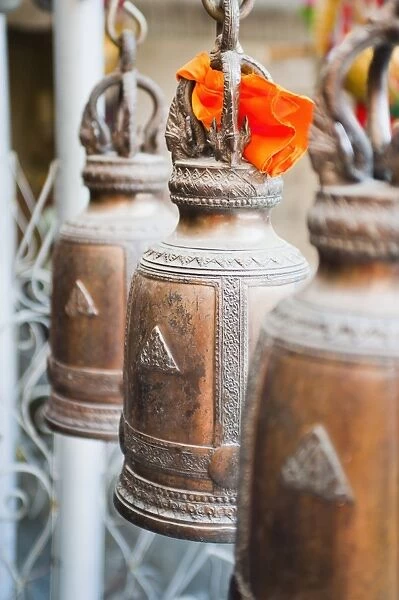 Buddhist prayer bells, Wat Intharawihan, Bangkok, Thailand, Southeast Asia, Asia