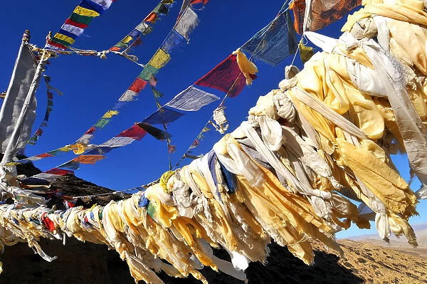 Buddhist prayer flags, Mustang, Nepal, Himalayas, Asia