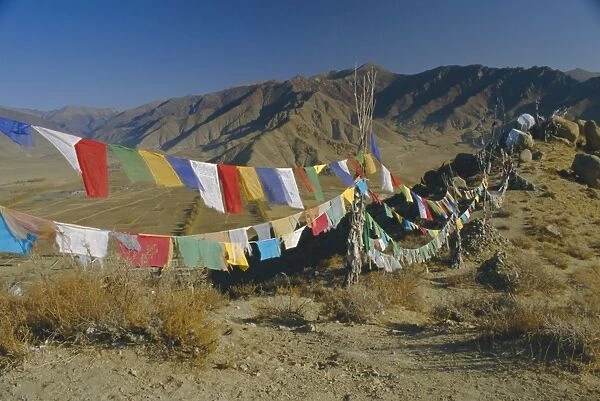Buddhist prayer flags, Samye monastery, Tibet, China