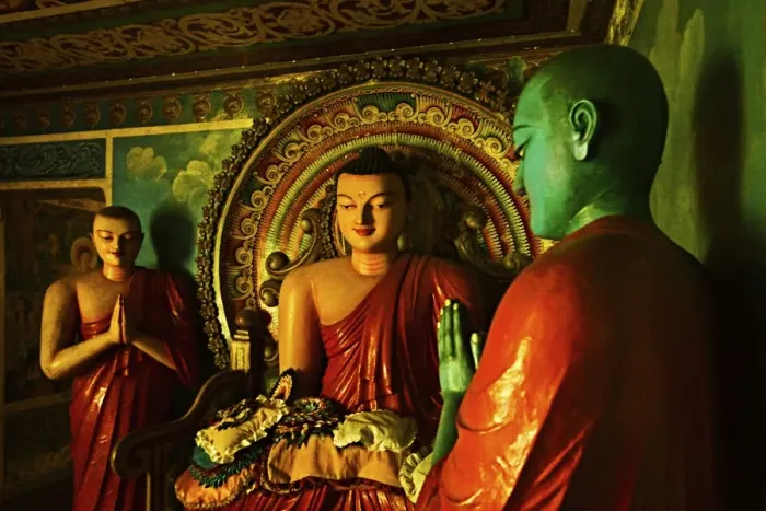 Framed Print : Buddhist statues in an inner chamber at the 1st century BC Dowa (Dhowa) Temple on the road to Ella Framed Print : Buddhist statues in an inner chamber at the 1st century BC Dowa (Dhowa) Temple on the road to Ella
