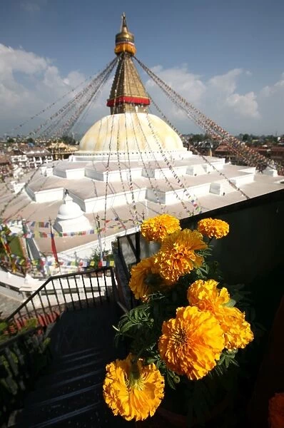Buddhist stupa at Bodinath, UNESCO World Heritage Site, Kathmandu, Nepal, Asia