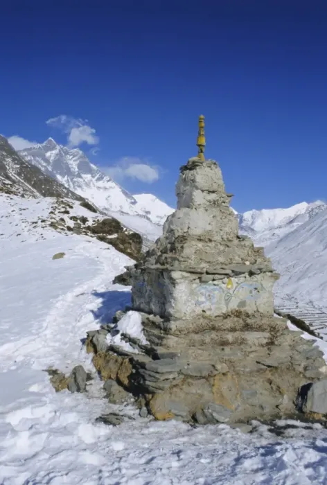 Framed Print : Buddhist stupa above Dingboche Framed Print : Buddhist stupa above Dingboche