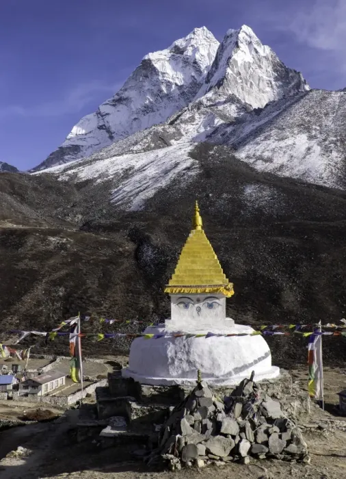 Framed Print : Buddhist Stupa outside the town of Dingboche in the Himalayas, Nepal, Asia Framed Print : Buddhist Stupa outside the town of Dingboche in the Himalayas, Nepal, Asia
