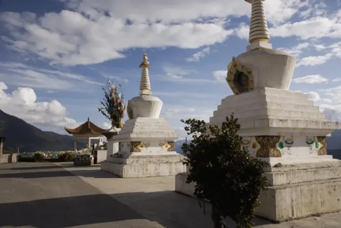 Framed Print : Buddhist stupas en route to the Tibetan border, Deqin, Shangri-La region Framed Print : Buddhist stupas en route to the Tibetan border, Deqin, Shangri-La region