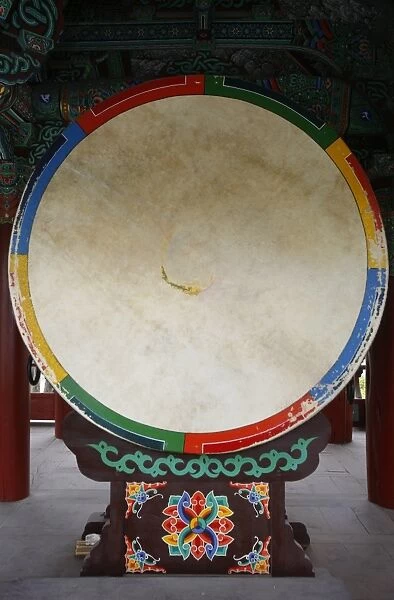 Buddhist temple drum, Seoul, South Korea, Asia
