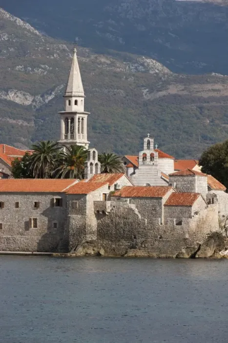 Framed Print : Budva fortified old town on the Adriatic coast with the tower of St. Johns Church Framed Print : Budva fortified old town on the Adriatic coast with the tower of St. Johns Church