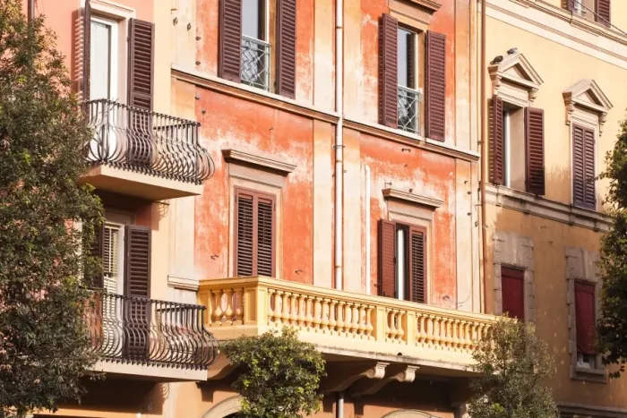 Framed Print : Building facades in the city of Bologna, Emilia-Romagna, Italy, Europe