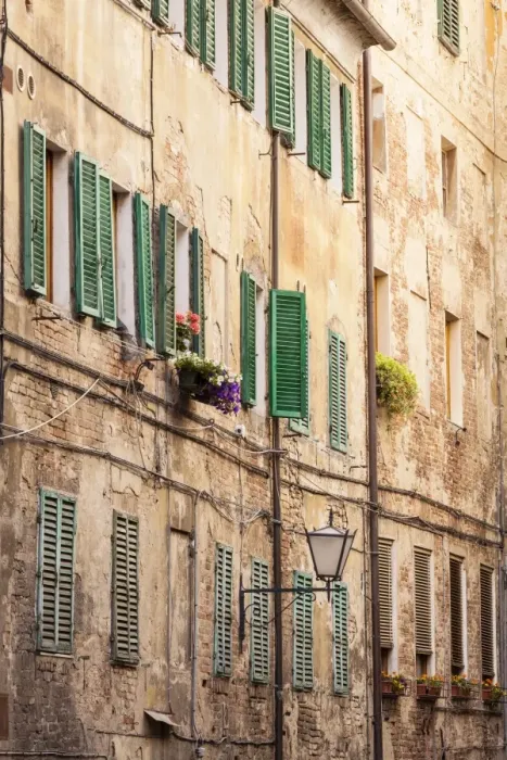 Framed Print : Building facades in the old town of Siena, Tuscany, Italy, Europe