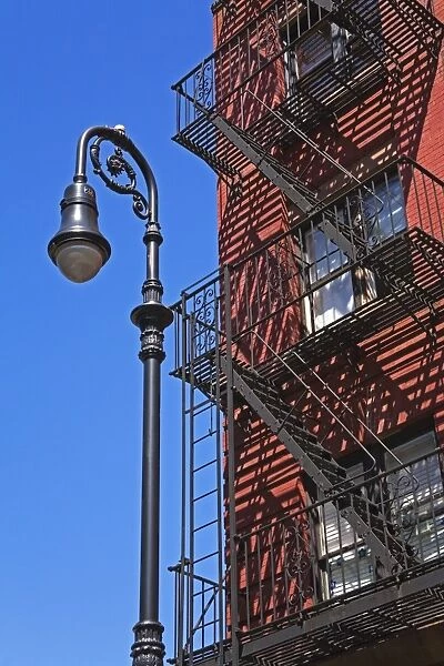 Building fire escape in Greenwich Village, Downtown Manhattan, New York City