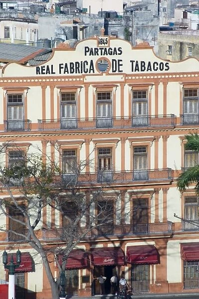 A building housing a cigar factory in central Havana, Cuba, West Indies, Central America