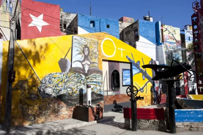 Framed Print : Buildings painted in colourful Afro-Cuban art, masterminded by artist Salvador Gonzalez Escalona