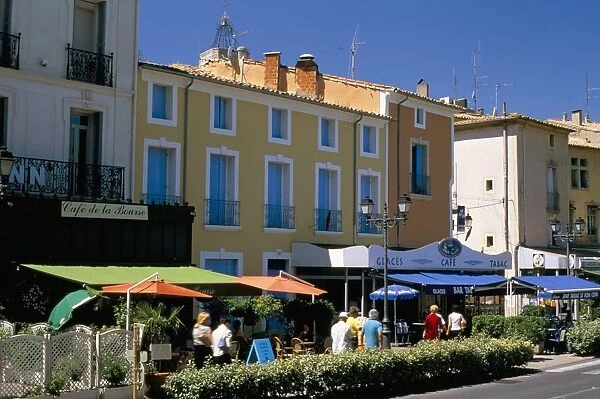 Buildings in the Place du 14 Juillet, Pezenas, Herault, Languedoc-Roussillon