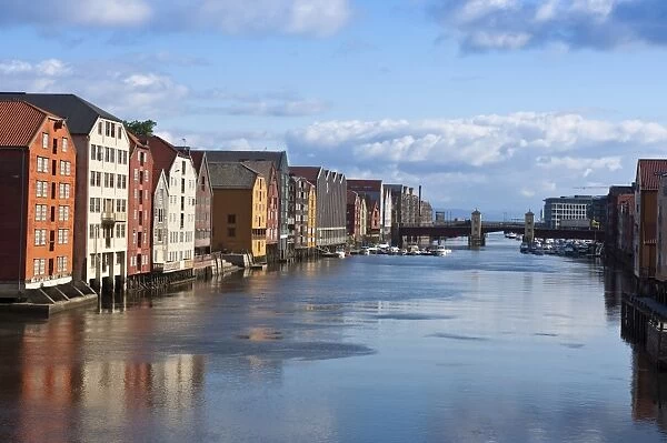 Buildings along the River Nid in Trondheim, Norway, Scandinavia, Europe